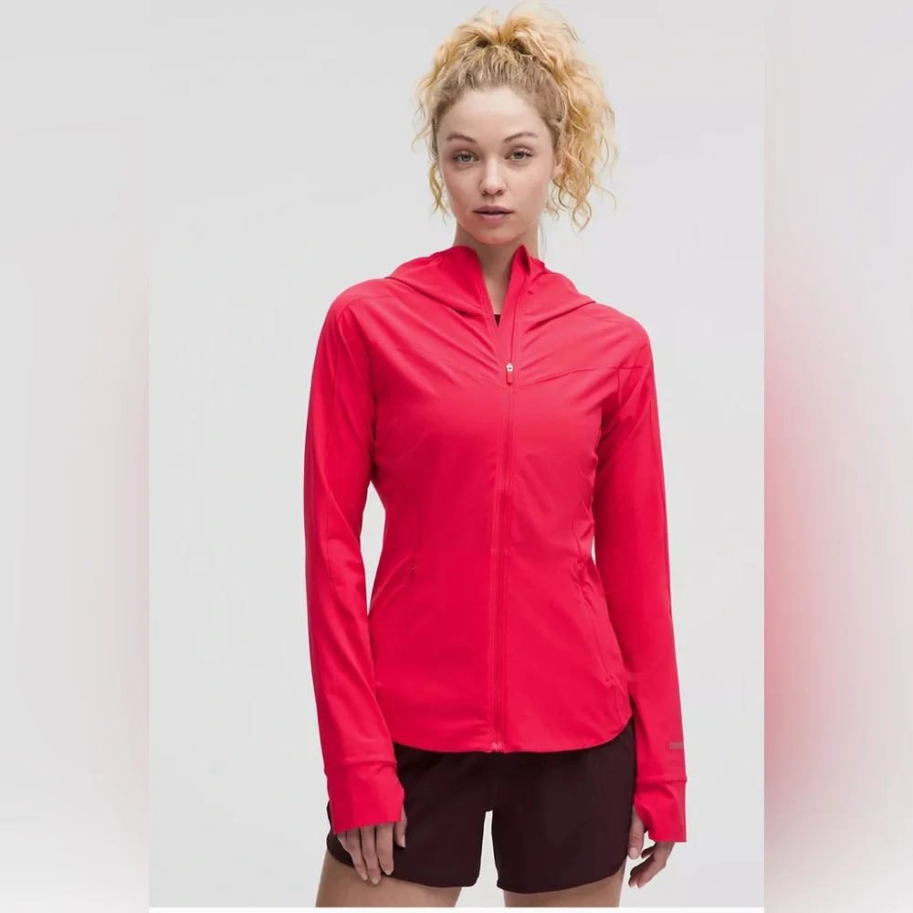🆕Lululemon🍋Mist Over Windbreaker Jacket Colour Red Glow Sz 6